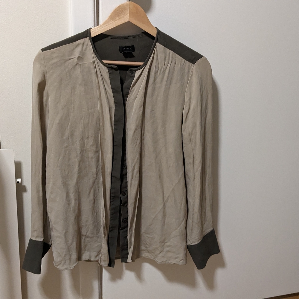 Theory 100% silk button down